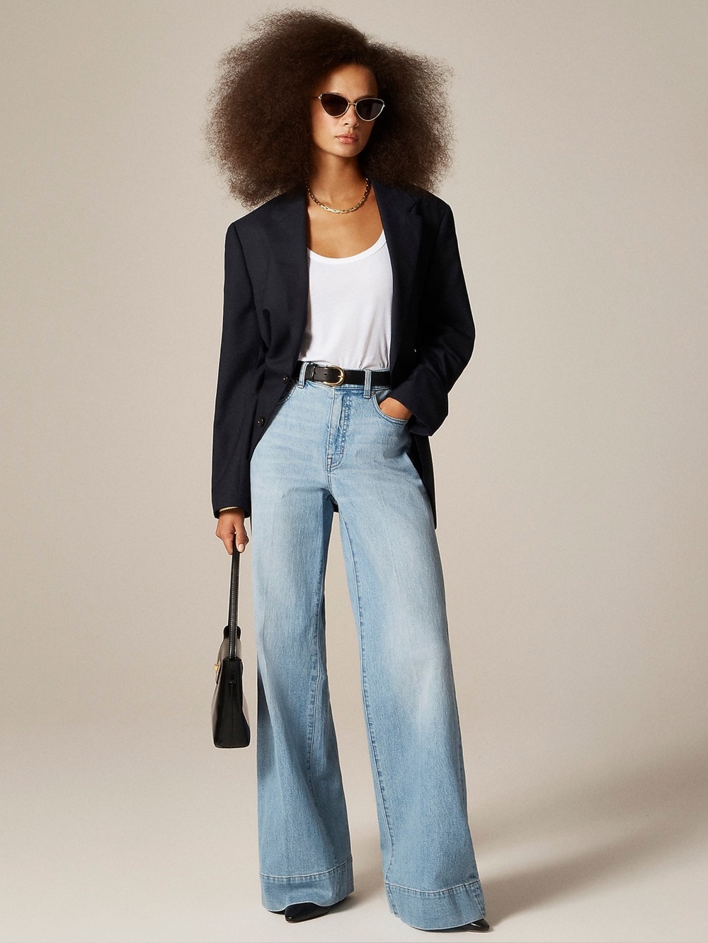 J. Crew Wide Leg Trouser Jeans 28 Tall Light Denim Blue Classic Minimalist Chic